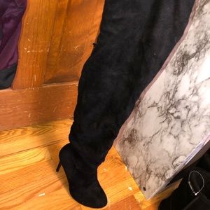 Fashion nova knee high heeled boots